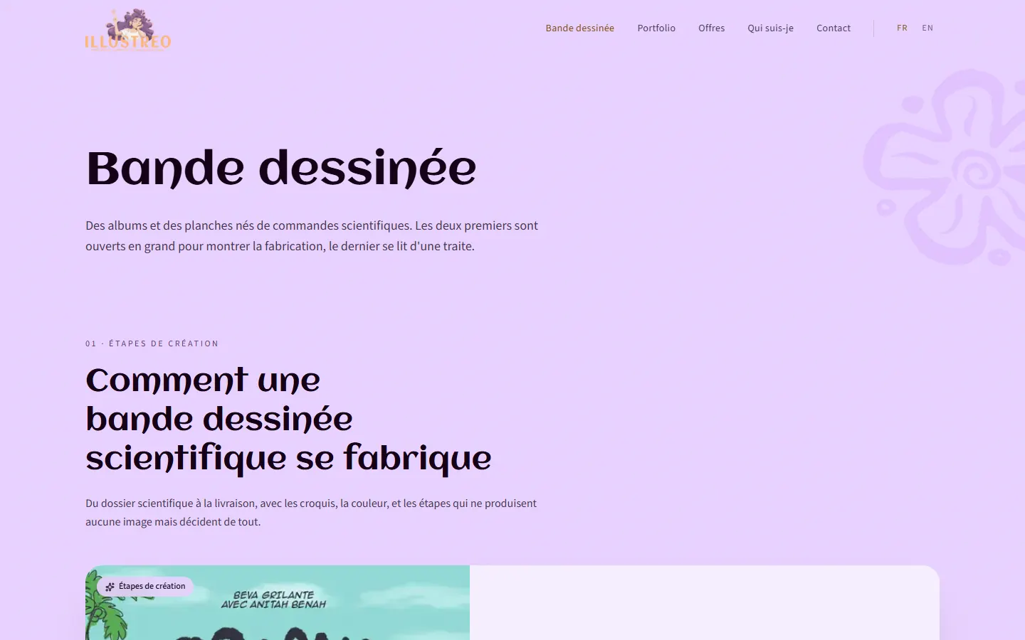 La page bande dessinée et sa liseuse.