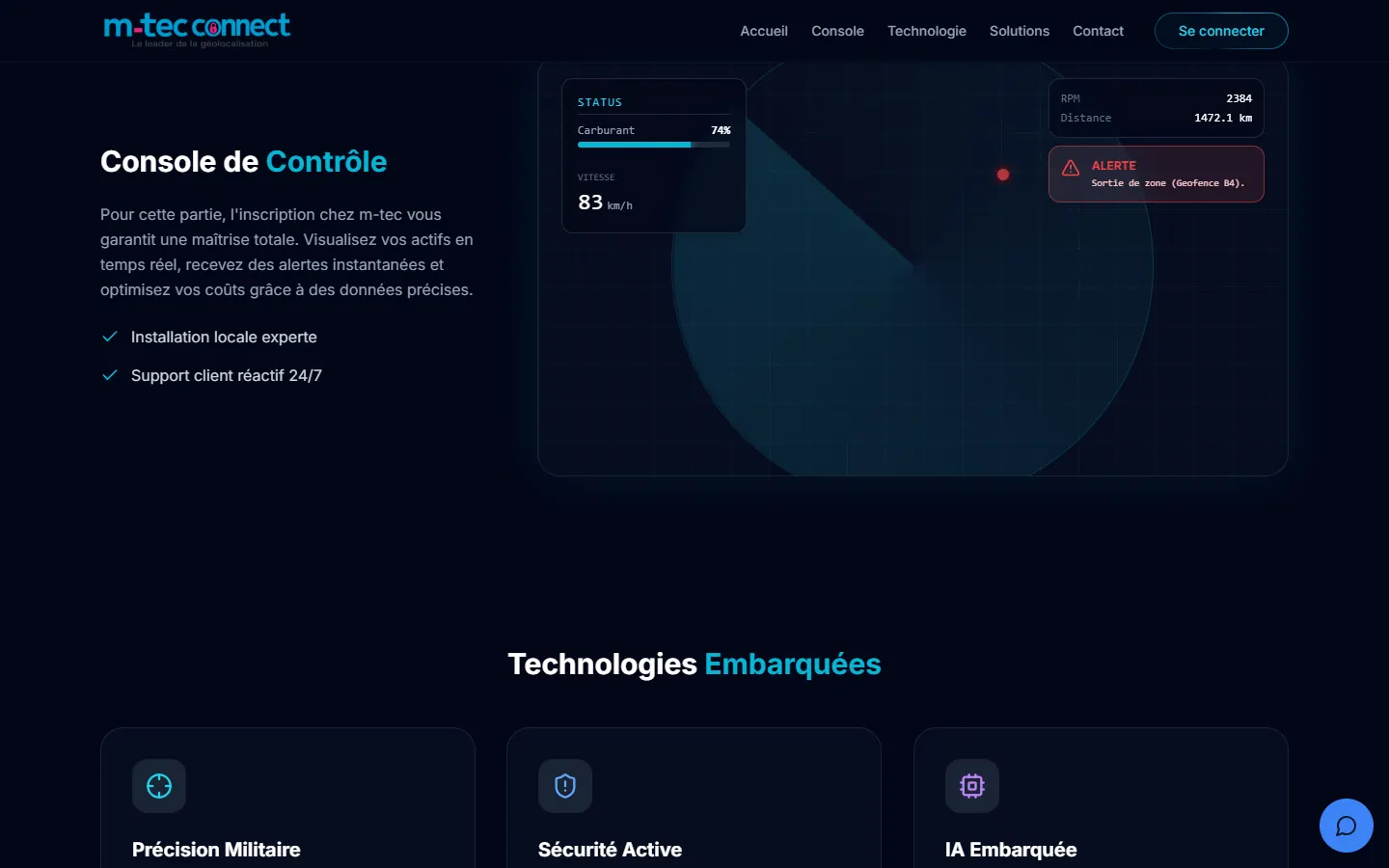 La présentation de la console de contrôle.
